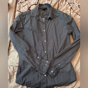 Emporio Armani Black and White Geometric Slim-Fit Shirt
